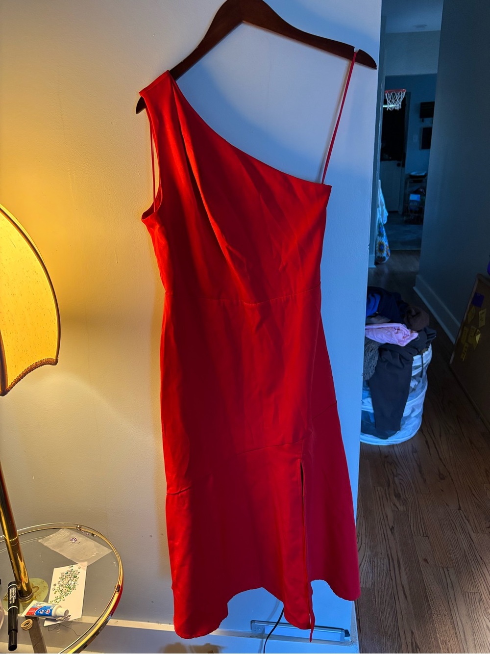 Sam Edelman One-Shoulder Scarlet Red Midi Dress